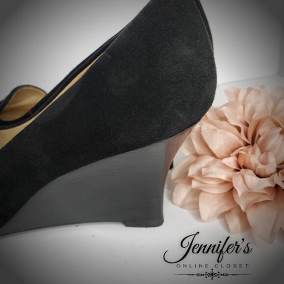 Joan & David Women's Black Manni Suede Loafer Wedges Size 8M - Picture 9 of 14